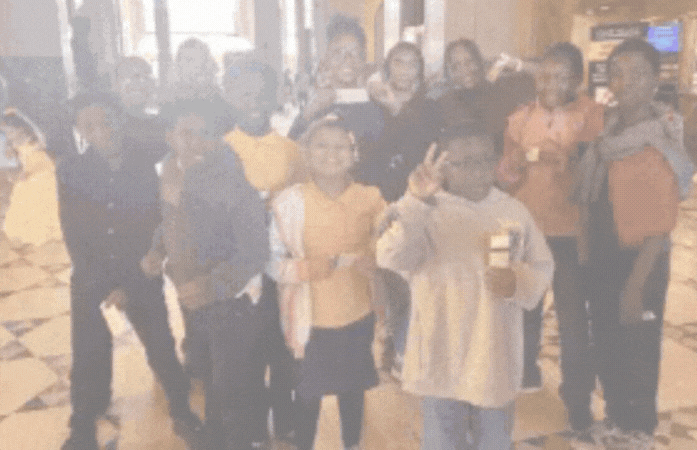  students enjoying broadway